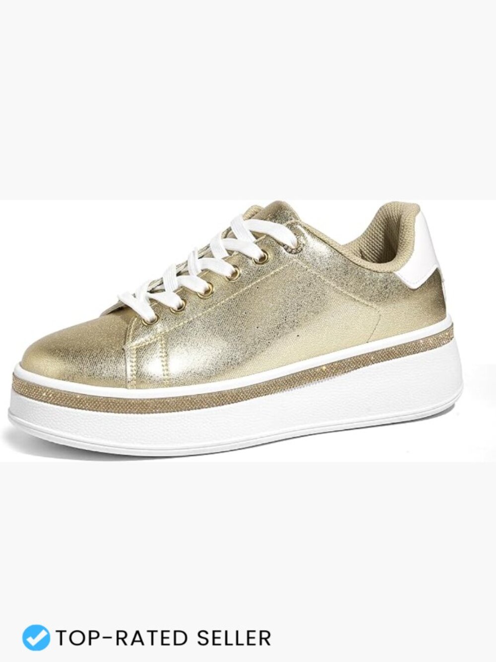 Sparkly Platform Sneakers Glitter Accents Streetwear Lace-Up Comfort Casual